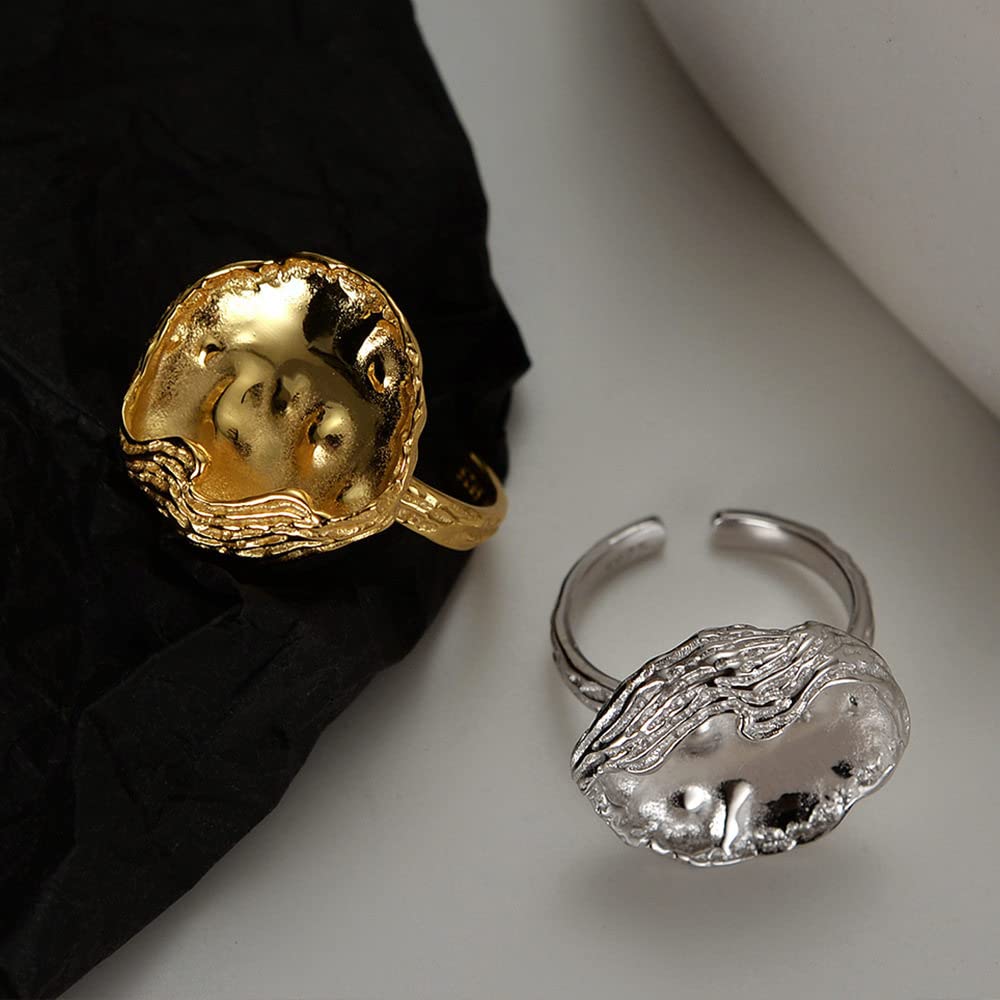 HGJH Anello in Argento Sterling 925,Anelli Regolabili per Donna Rotondo Martello Design Argento 925 Anello Solido Anelli Eternity FEDI Nuziali Placcate Oro Anelli di Promessa per Ragazze Signore