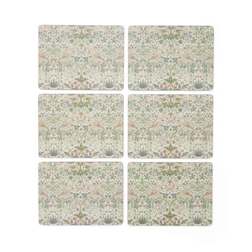 Pimpernel Set of 6 Strawberry Thief Placemats - Floral Cork-Backed Table Mats, Gift Boxed and Designed to Protect Against Heat and Stains, 30.5 x 23cm