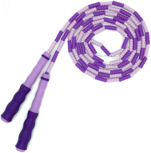 PartyKindom Skipping Rope Lightweight Beaded Jump Rope for Men Women Fitness Training Anti-slip Handles Purple