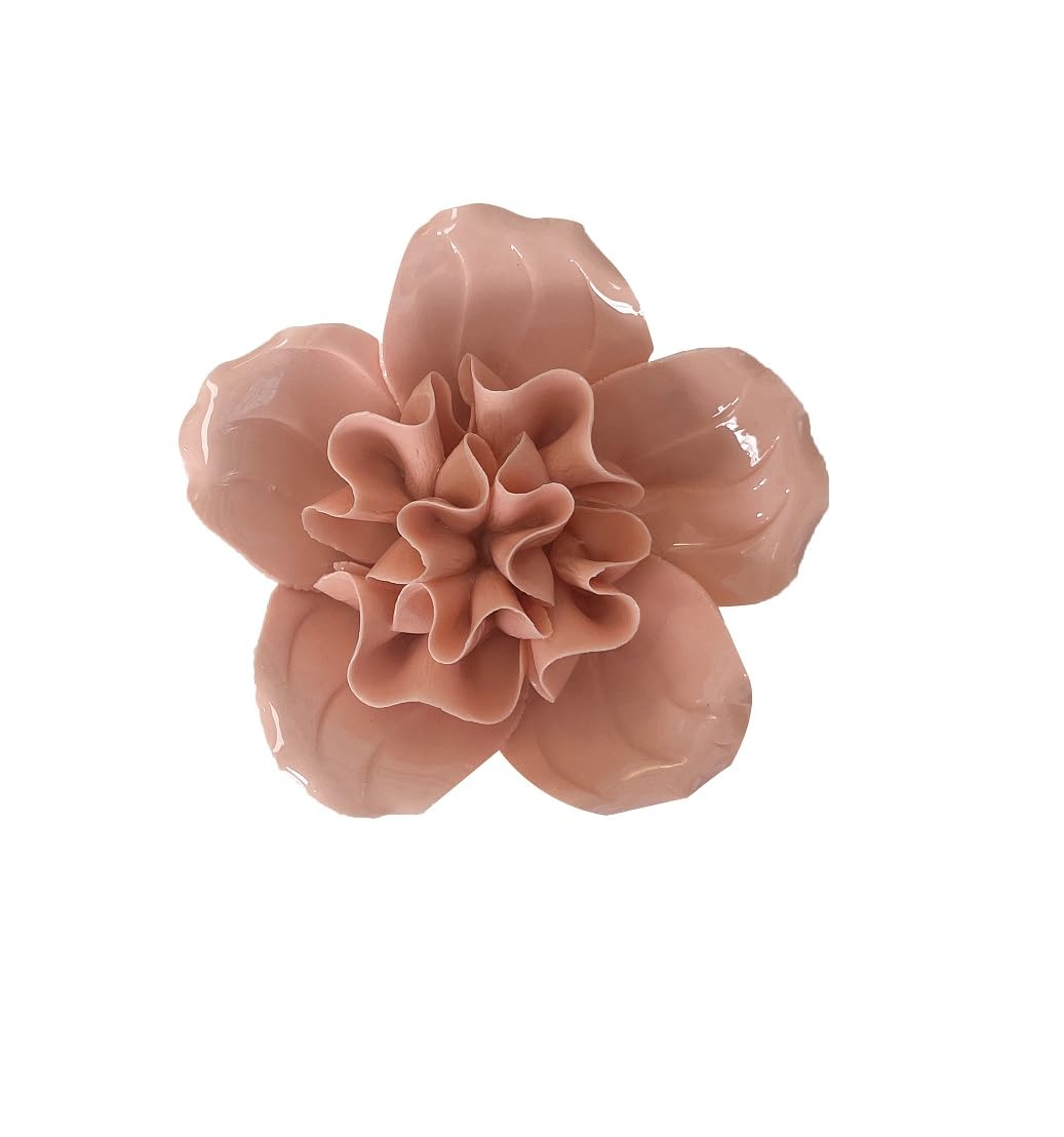 Rhododendron, 2.76" Ceramic Flower Wall Art, Artificial Flower Wall Sculpture，Handcrafted 3D Hanging Porcelain Flowers ,3D Wall Hanging Decor ,Porcelain Flower Wall Décor for