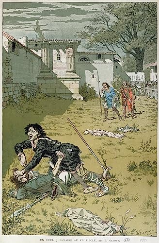 Tableau un duel judiciaire mérovingien Eugène Grasset décoration murale toile