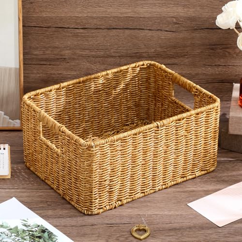 Panier de rangement tressé SOIMISS grande capacité pour bureau et maison style rotin