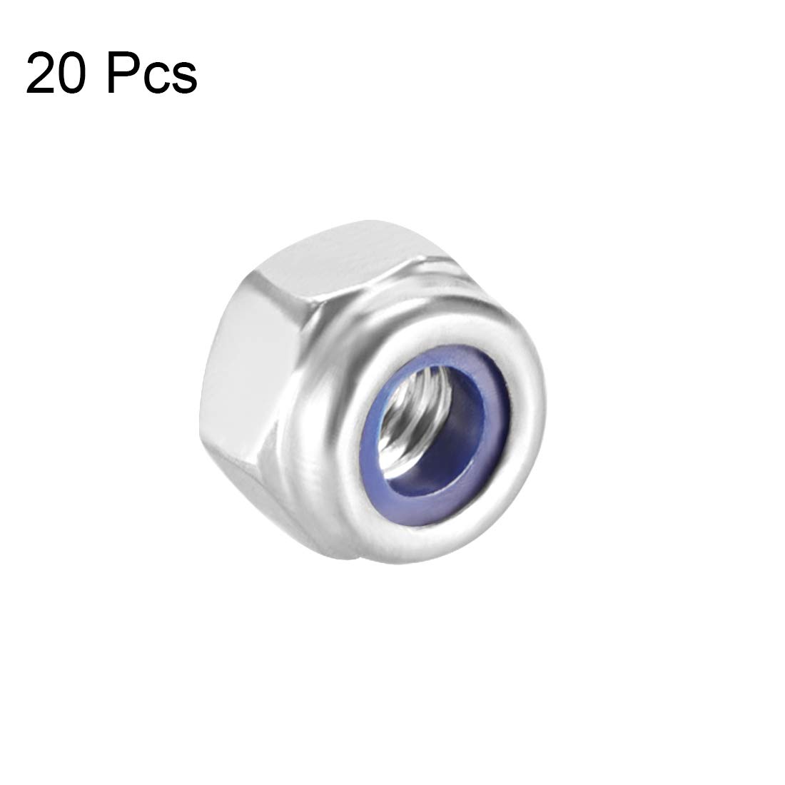 Hex Lock Nuts - M3 x 0.5mm Stainless Steel Nylon Insert Self-Locking Nuts for Fastener, 20Pcs Silver Tone