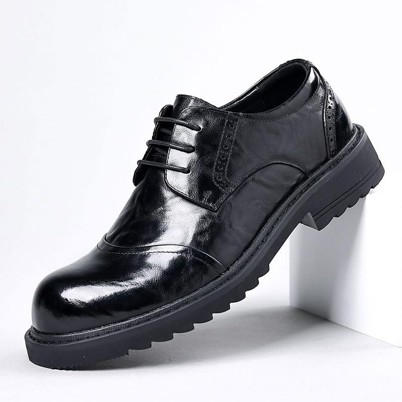 Men's Dress Sneakers Casual Oxford Lace Up Formal Shoes Retro Round Toe Comfortable Lug Sole Non-Slip Lace-Up Shoes Business Work Shoes for Men4