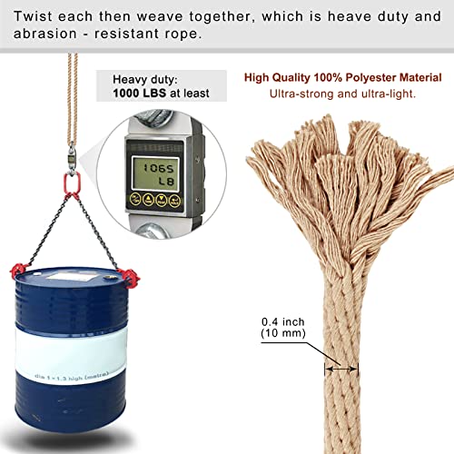 Seleware Hammock Straps, 4Ft Tree Swing Rope For Hammock Chair Hanging Kit, Extension Rope With Carabiner For Indoor Outdoor Playground Tree Swings Camping Hammock Accessories (Beige1,2 Pack) #TOP4