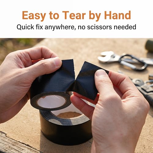 Image of Mini Duct Tape 2PCS Travel Size Duct Tape for Outdoors Camping Hiking Emergency Put in Pocket Tear by Hand, 2 inch x 5 Yards, Twin Black
