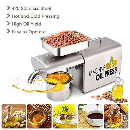 InLoveArts Máquina de Prensa de Aceite,Eléctrico Automático Frío/Caliente Comercial Extractor de Prensa de Aceite Extractor para Olive Flax Maní Cáñamo Semillas de cáñamo Canola (D03)