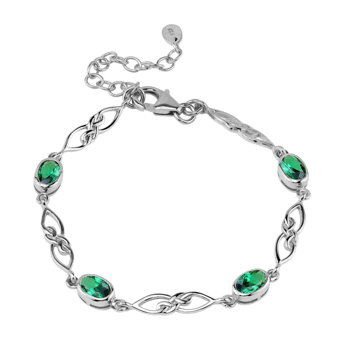 Silvershake Birthstone Gemstones White Gold Plated or Yellow Gold Plated 925 Sterling Silver Scroll/Filigree Celtic Knot Weave 7.25 to 8.75 Inch with Adjustable Extension Bracelet Jewelry for Women