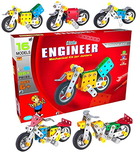 Image of Class Fun- Kids Metal Construction Based Educational Toy Dhoom Bike 16 Functioning 16 Super Bike, Age 5+ (Multicolour)