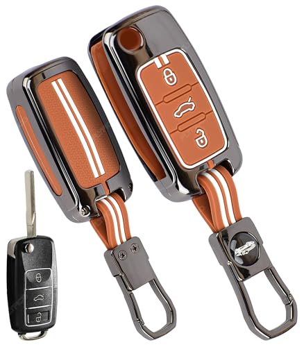 Image of Coll of Fest Premium Metal Key Cover Compatible with Volkswagen Polo | Vento | Jetta | Ameo | Passat | Skoda Rapid | Laura | Superb | Octavia | Fabia | Yeti | 3-Button Smart Flip Key