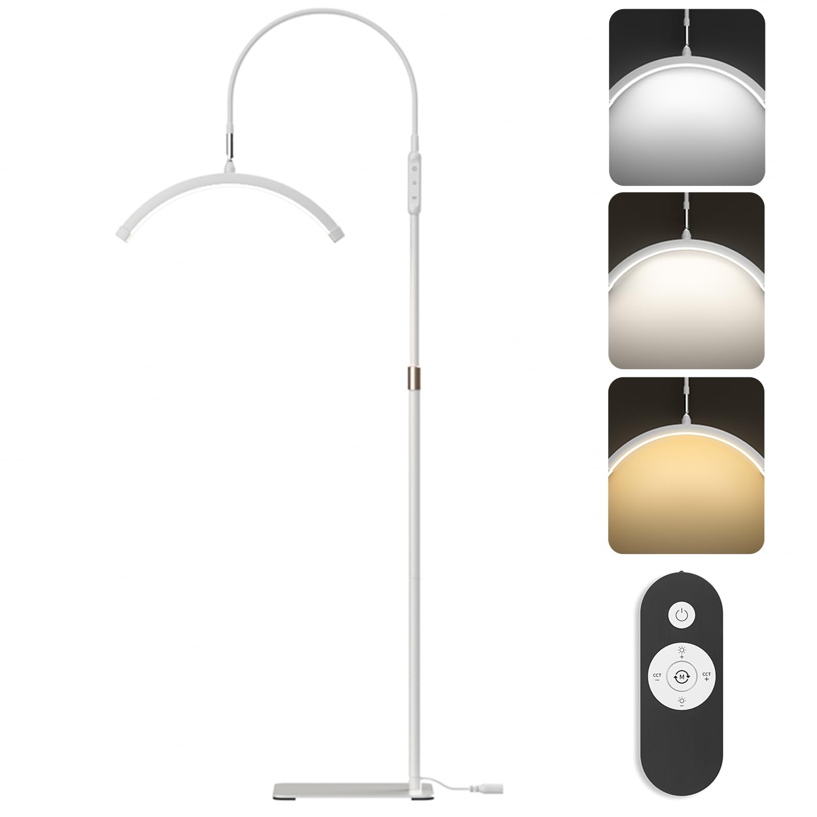 LED Halbmond Lampe, Wimpern Lampe Stehend, Beauty-Licht für Wimpernverlängerungen, 360° drehbarer Lichtkopf, 3 Farbtemperaturen, Halbmond-Ringlampe für Schönheit, Hautpflege, Tattoo, Augenbrauen.