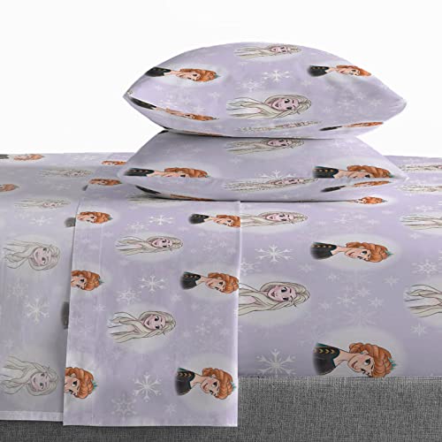 Saturday Park Disney Frozen Watercolor Queen Sheet Set - 4 Piece 100% Organic Cotton Sheets Featues Elsa & Anna - GOTS & Oeko-TEX Certified (Disney Official)