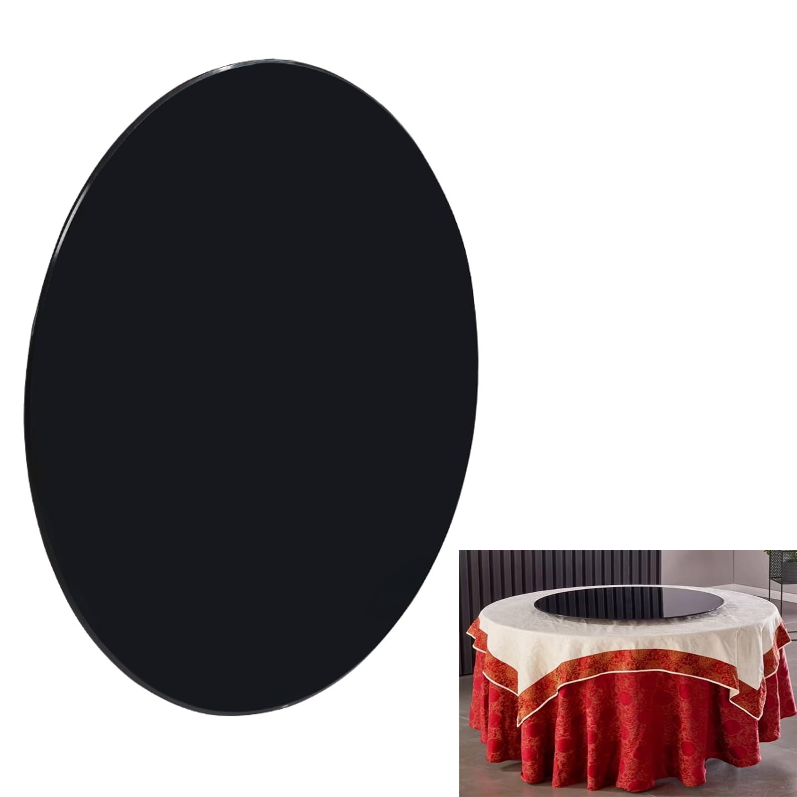 Round Tempered Glass Table Top, 8mm Thick Black Glass Polished Edge, Round Glass Table Top, Glass Coffee Table Round Glass Table Top Replacement Round Table Glass Top ( Color : Noir , Size : 38CM(15IN