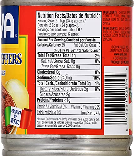 Image of Goya Chipotle Peppers in Adobo Sauce - 7 oz. (Pack of 4)