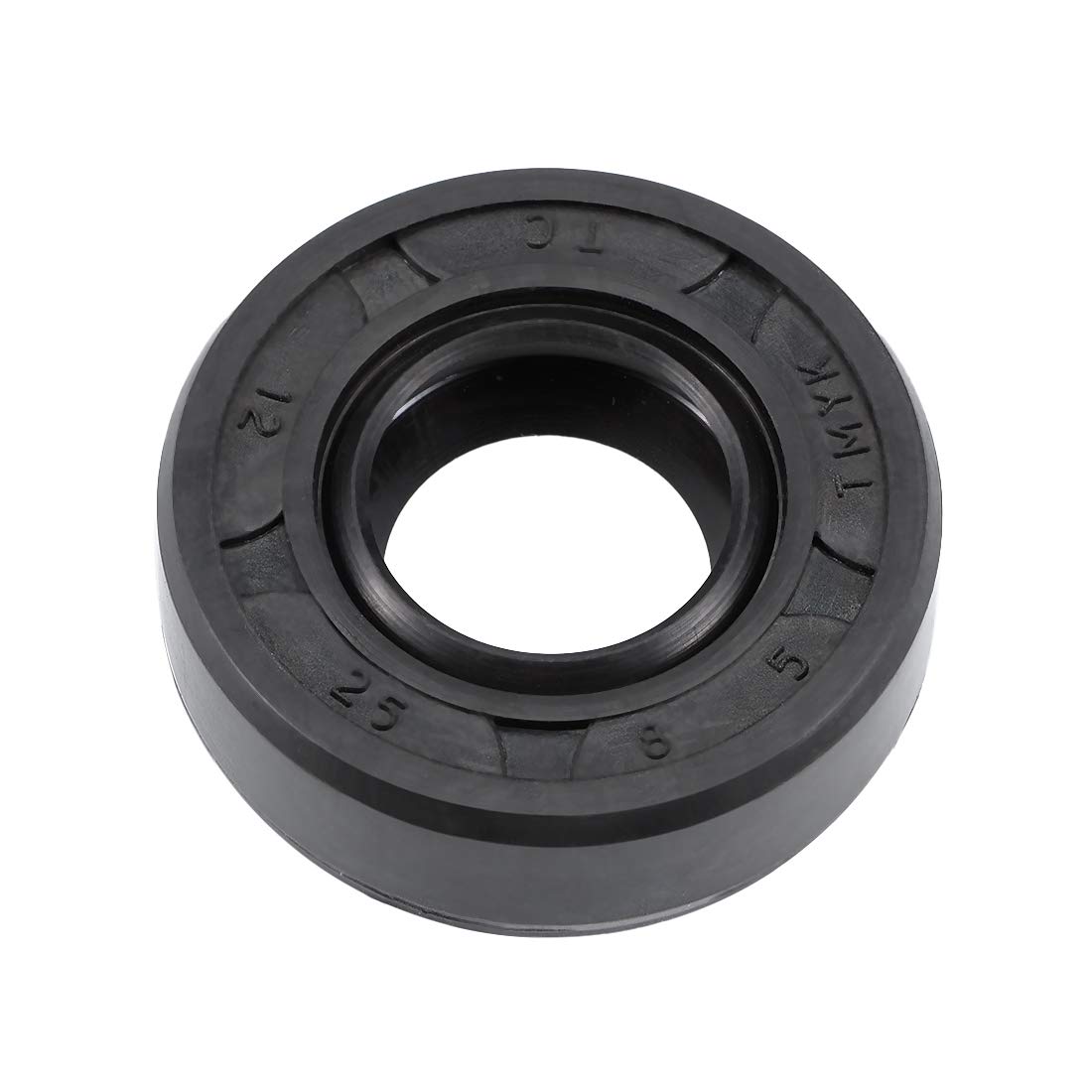 sourcing map Oil Seal, TC 12mm x 25mm x 8mm Nitrile Rubber Cover Double Lip with Spring for Bearing Shaft, Black Pack of 1