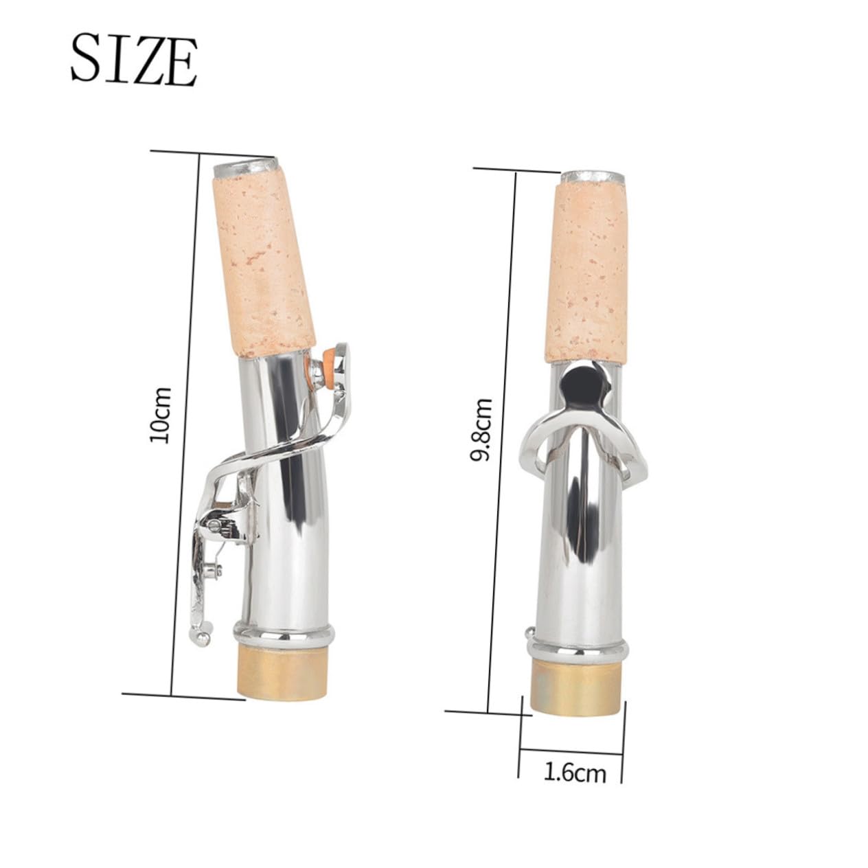 Lot de 2 Cols de Saxophone Soprano en Cuivre Argenté