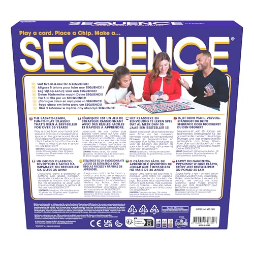 SEQUENCE- Original SEQUENCE Game with Folding Board, Cards and Chips by Jax ( Packaging may Vary ) White, 10.3' x 8.1' x 2.31'
