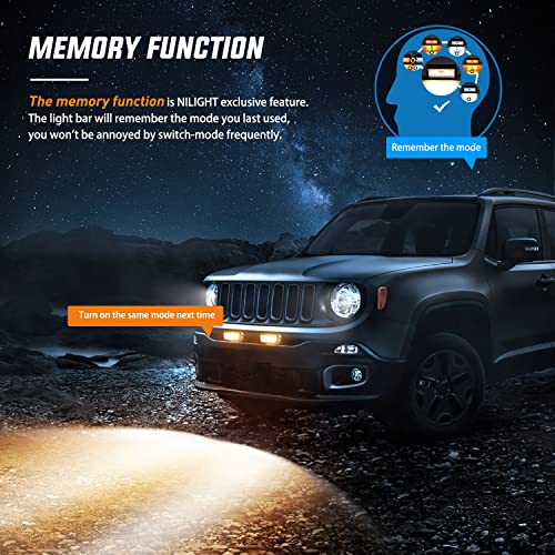 Image of Nilight 2PCS 16AWG 10Feet Wiring Harness Extension for 6Modes Amber White Light Bar Strobe Play and Plug 3-Wires, 2 Years Warranty,Black
