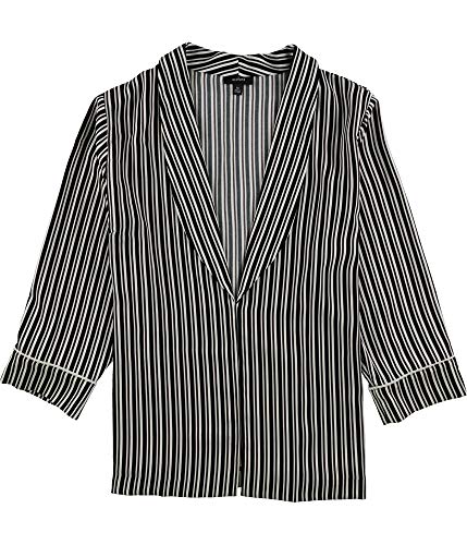 Alfani Womens Striped Jacket, Black, X-Large