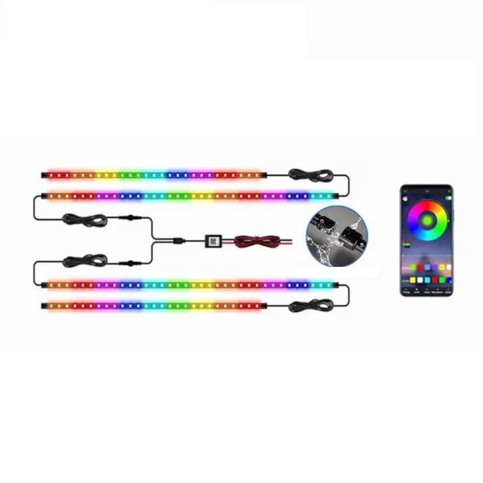 Pasek świetlny pod samochodem 12V LED do podwozia z oświetleniem ambientowym, sterowaniem przez aplikację, neonowa dekoracyjna lampa samochodowa,120 * 150