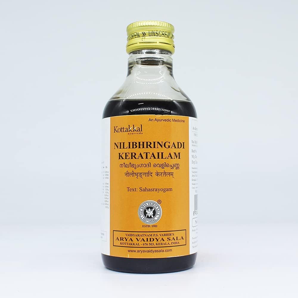 ARYA VAIDYA SALA KOTTAKKAL NILIBHRINGADI KERA TAILAM 200 ML WITH DWAKAN YASHTHIMADHU GHAN VATI