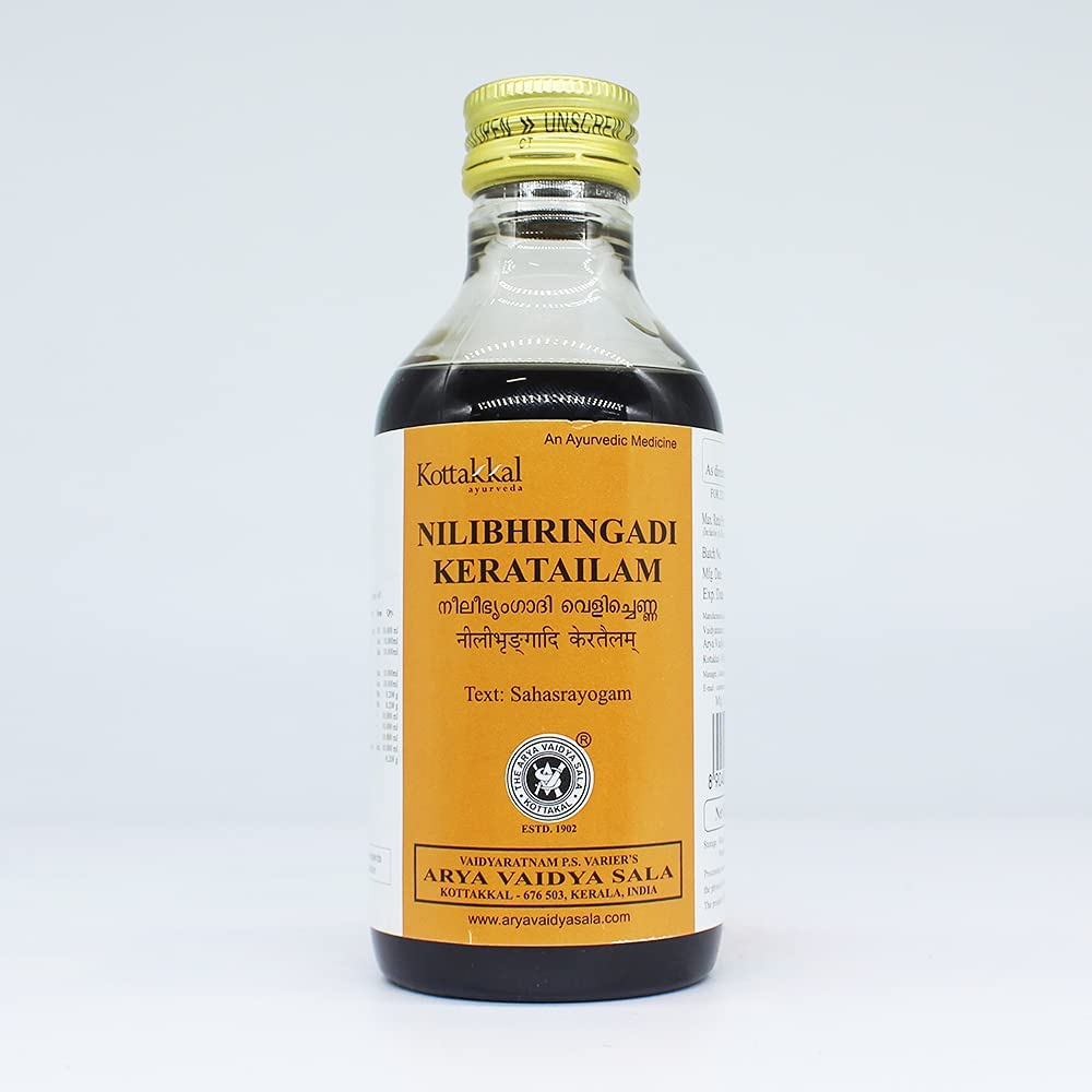 ARYA VAIDYA SALA KOTTAKKAL NILIBHRINGADI KERA TAILAM 200 ML WITH DWAKAN YASHTHIMADHU GHAN VATI