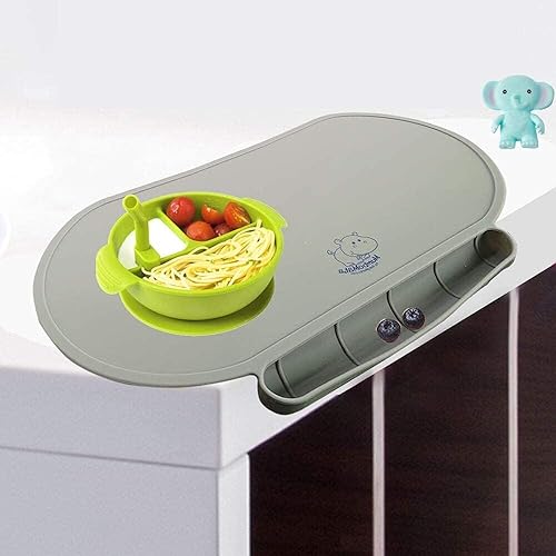 Miniatura 8 de Tapete individual de silicona para niños, Baby Mumbo, calidad alimentaria con bordes elevados únicos para la prevención de derrames, bandeja ligera,