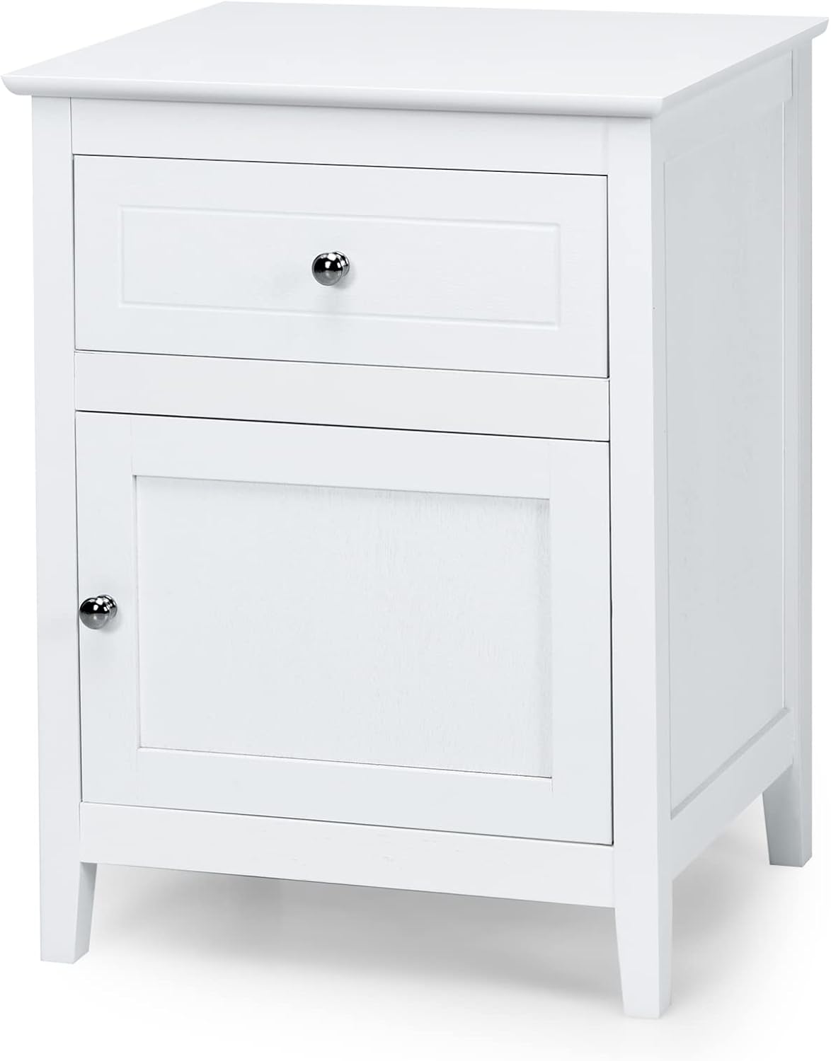 CASART Bedside Table, Wooden Nightstand Table with Drawer & Door