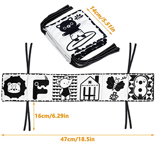 Prmape Black and White Sensory Toys, High Contrast Soft Cloth Book, Newborn Sensory Toys - Image 2
