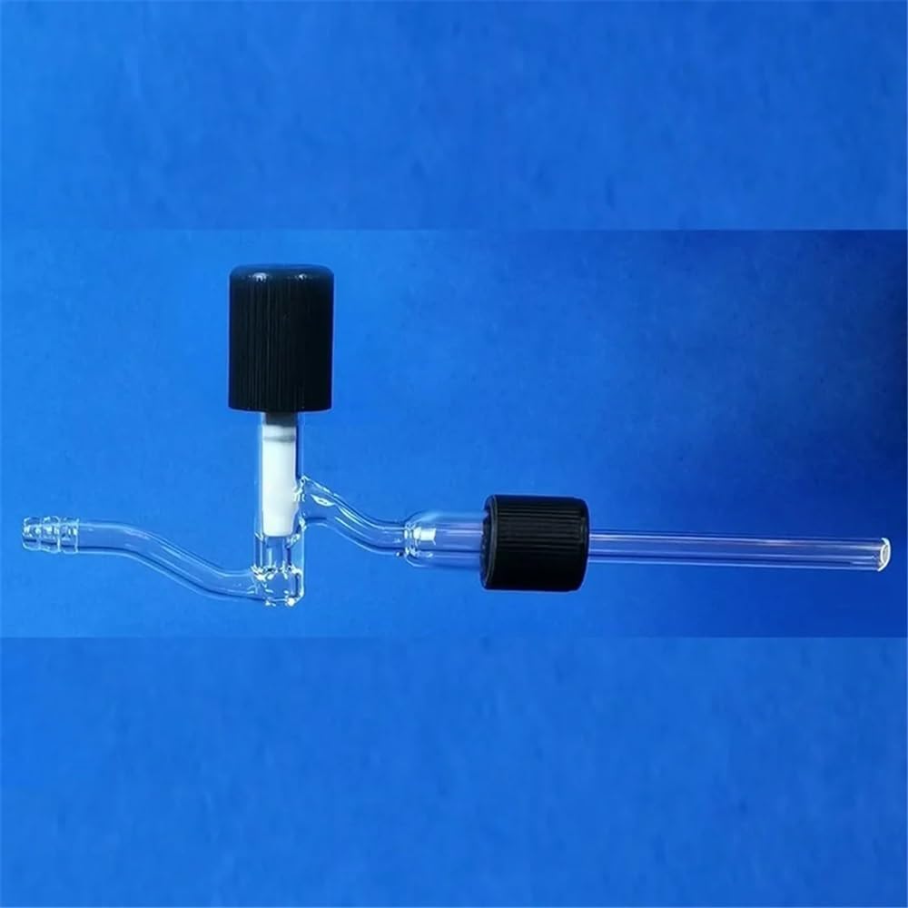 Vetreria da laboratorio LH-159-A Tubo adattatore for valvola in vetro borosilicato da 0-4 mm in PTFE, tubo di sfiato, giunto filettato da 12#