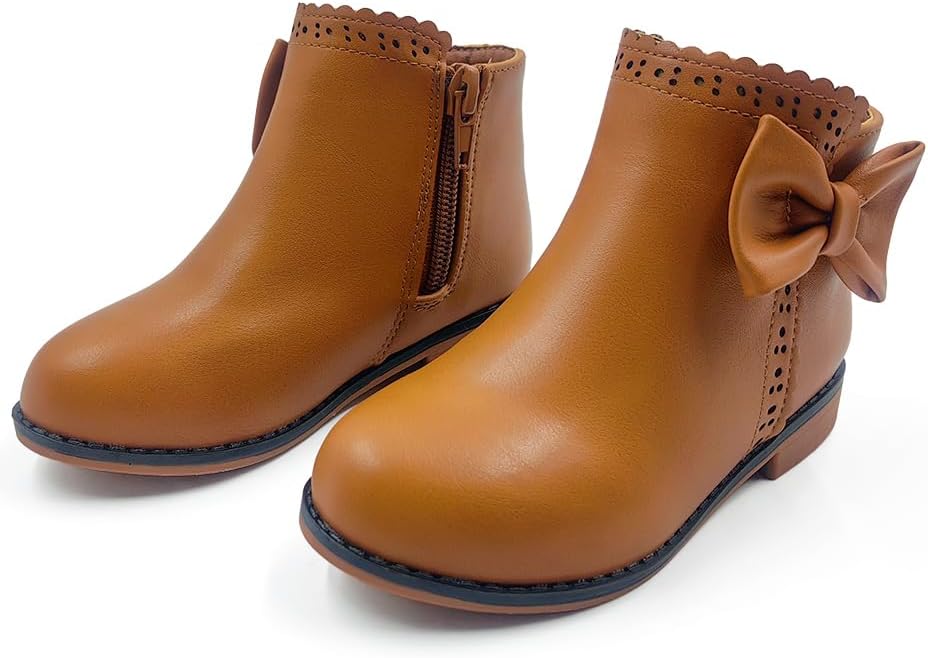 Girls Ankle Boots Fashion Boots for Girls with Zipper Short Suede Booties for Toddler/Little Kids