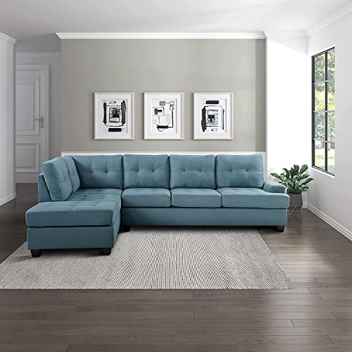 Homeify Melina 6 Seater Living Room Sectionl Sofa Set (Left Side,Blue)