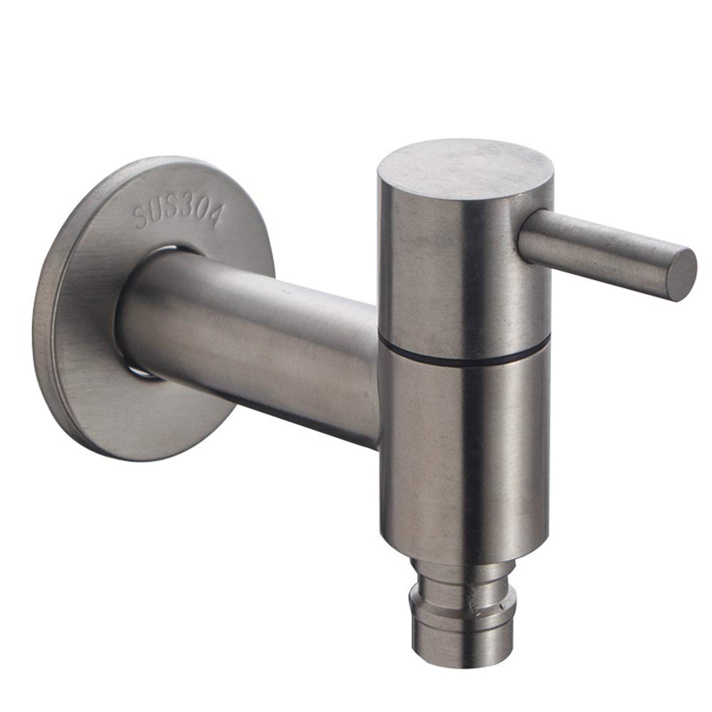 Grifo de agua fría de acero inoxidable montado en la pared, grifo para lavadora, jardín, exterior, acabado pulido