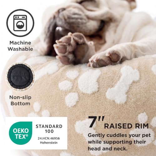 Image of LE SURE Shown on TV Jacquard Donut Cute Small Dog Beds,Sand 23x23x7in