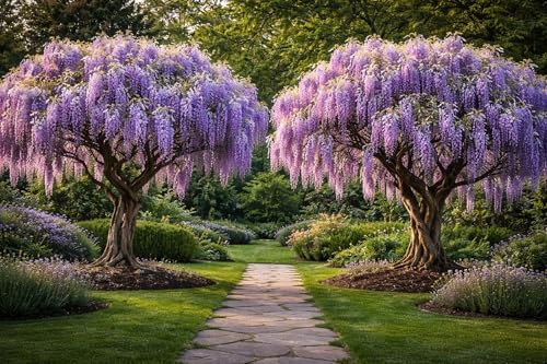 2 Wisteria Live Plants 12 Ft Tall Flowering Wisteria Vine (Wisteria Floribunda) Fast Growing Climbing Plant for Garden Trellis Pergola & Bonsai Training (2 Live Plants)