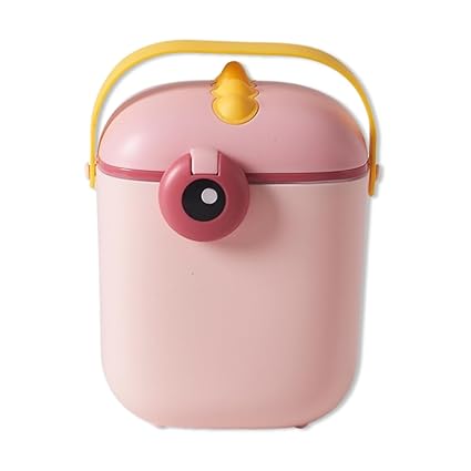 GUCHIGU Baby Milk Powder Container Box with Carry Handle & Spoon Set | BPA Free, Air Tight Leak Proof, Portable First Feed Box, Multi-Functional Formula Box for Babies/Kids/Children (800 ml, Pink)