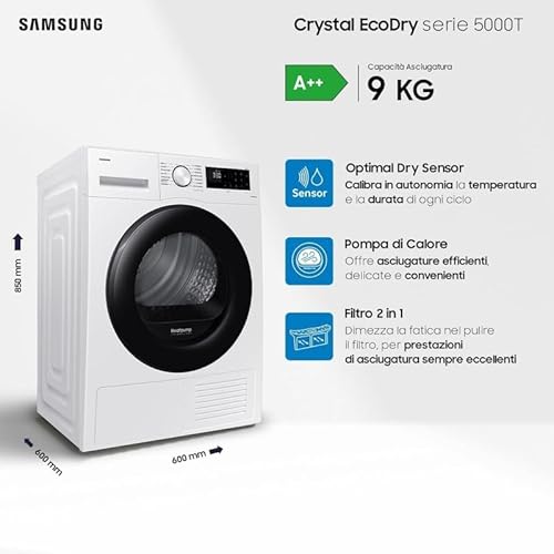 Samsung Trockner Crystal EcoDry DV90CGC0A0AE/ET 9 kg, Wärmepumpe, WLAN, Sensor, Optimal Dry Sensor, Filter 2 in 1, Frontlader, 60 l x 85 h x 65p cm 6 Samsung Trockner Crystal EcoDry DV90CGC0A0AE/ET 9 kg, Wärmepumpe, WLAN, Sensor, Optimal Dry Sensor, Filter 2 in 1, Frontlader, 60 l x 85 h x 65p cm