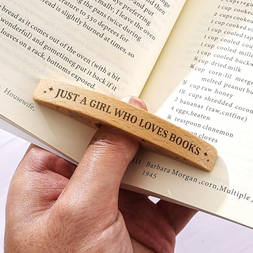 Custom Thumb Book Page Holder -JUST A Girl WHO Loves Books Personalised Wooden Thumb Page Holder for One-Handed Reading Gift for Teachers and Book Lovers