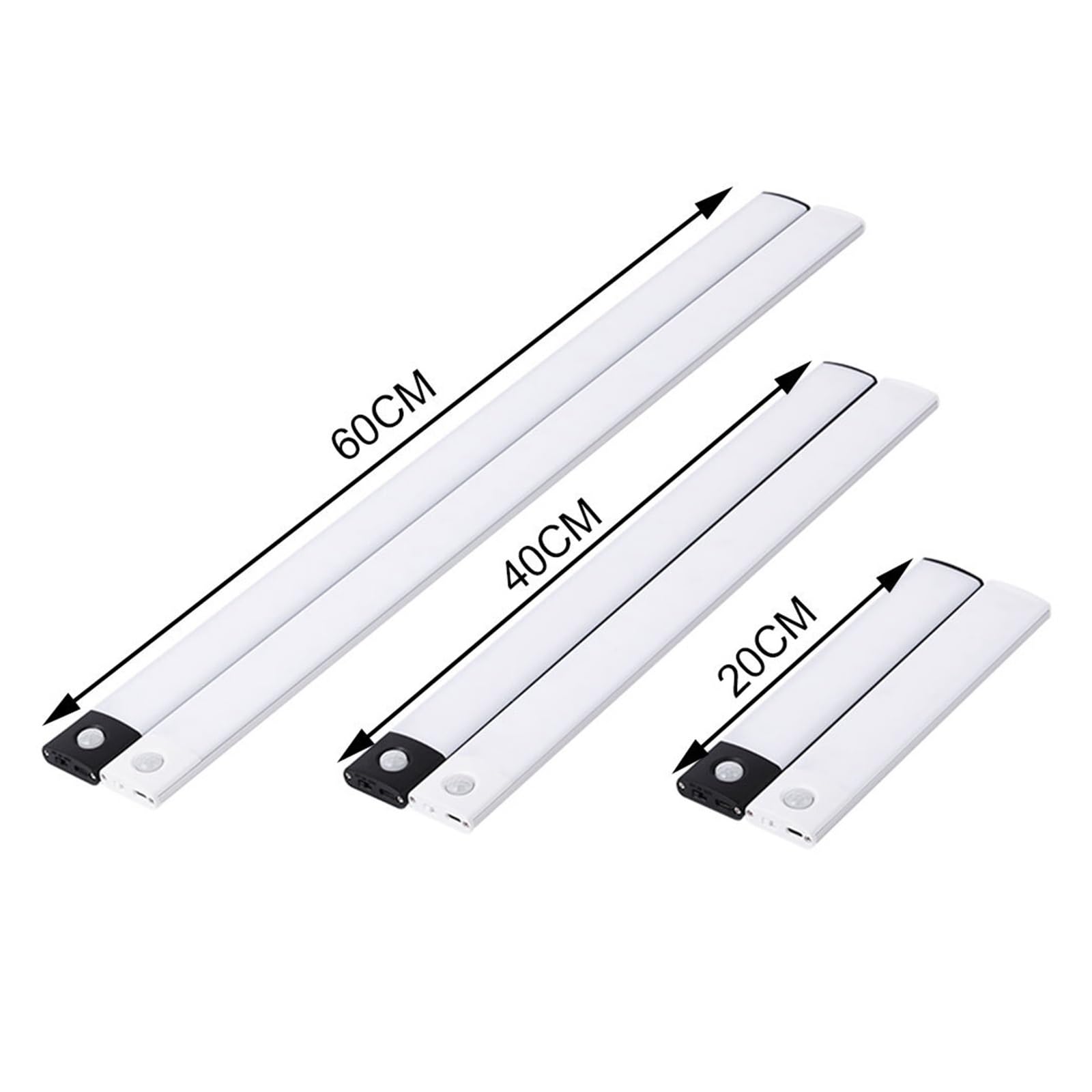 Unterschrank Leuchten Schlafzimmer Nachtlicht Motion Sensor Lichter Wireless USB Unter Schrank Licht For Küche Kleiderschrank Innen Beleuchtung(White Light,Black 60CM)