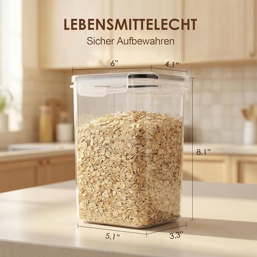 Vtopmart 2L Vorratsdosen Set, Müsli Schüttdose & Frischhaltedosen, BPA frei Kunststoff, luftdicht,Trockenfutterbehälter, Satz mit 9, 24 Etiketten für Getreide, Mehl, Zucker usw (Schwarz) 2