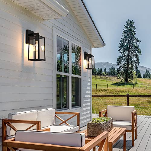 Maxvolador Outdoor Wall Lantern, Exterior Waterproof Wall Sconce Light Fixture, Matte Black Anti-Rust Wall Mount Light With Clear Glass Shade, E26 Socket Wall Lamp For Porch(Bulb Not Included) #TOP2
