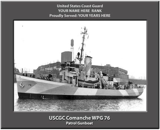 USCGC Comanche WPG 76 Personalized Canvas Print, Coast Guard Photo, 11x14 Inch, Personalized Name and Rank, Made in USA