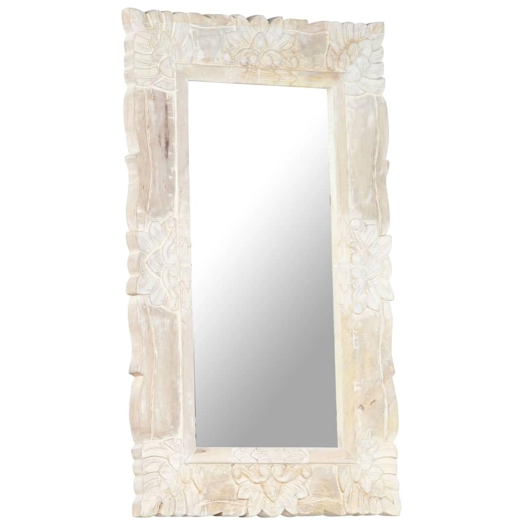Genérico Espejo de Madera Maciza de Mango Blanco 80x50 cm,Casa y jardín,Decoración,Espejos,321633