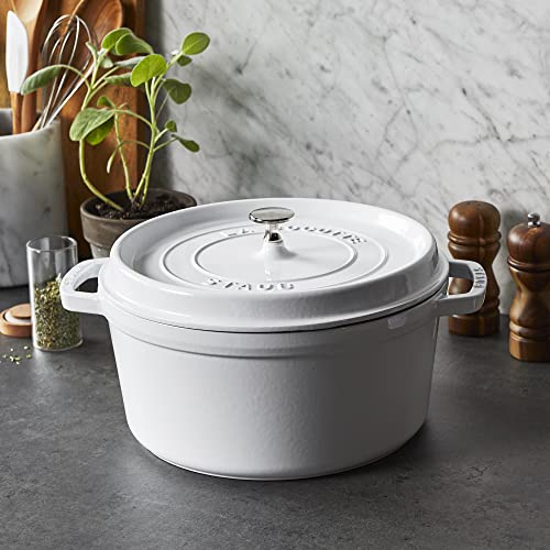 Image of Staub Cast Iron 7-qt Round Cocotte - White