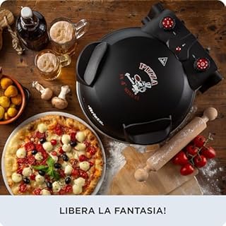 Ariete 917 Forno Pizza - Pizza in 4 minuti - Piastra in pietra refrattaria con trattamento antiaderente - Temperatura max 400° - 1200 Watt - Timer 30’ - Nero