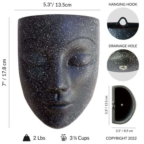 Bossa Linda Wall Planter | 7 Colors Avail | Unique Face Planters Pots Head Planter - Plant Gifts For Indoor Plant Lovers Gift Ideas - Face Planter Gifts For Plant Lovers, Succulent Plant Gift - Black #TOP3