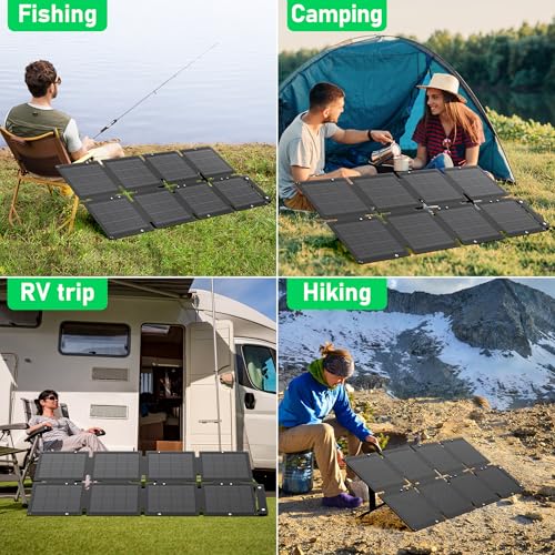 Image of Portable Solar Panel 60W, Monocrystalline 24.8% High Efficiency Foldable Solar Panel, USB C Port, IP65 Waterproof with Kickstand, Solar Panel for Camping RV Backpacking Outdoor Use