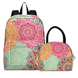 ★ Mochila escolar de gran capacidad y bolsa de almuerzo: mochila de 12.6 x 5.1 x 16.5 pulgadas y bolsa de almuerzo de 9.8 x 6.7 x 8.7 pulgadas. Ambas son bolsas con espacio espacioso, que pueden satisfacer la necesidad de niños y adultos para llevar libros y loncheras.