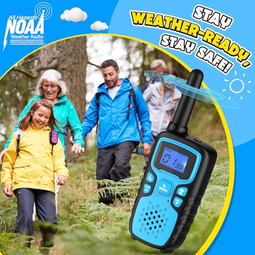 Image of Wishouse Walkie Talkies for Kids Rechargeable Long Range,Xmas Birthday Gift for 4 5 6 7 8 9 Year Old Boys Girls,Hiking Gear Camping Games Cool Toys with NOAA,SOS Siren,Lamp,Lanyards,2 Pack Pink Yellow