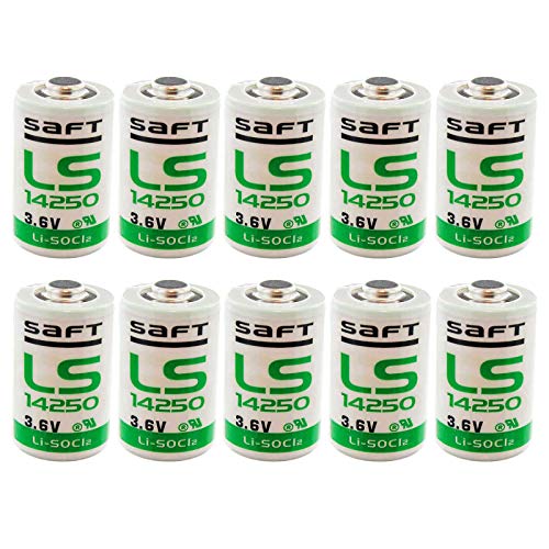 10x SAFT 1/2AA 3.6V 1200mAh Hi-Capacity Lithium Cell For Smart Utility Metering, Emergency Backup, Communications, Smart Munitions, Unattended Sensors, RFID Tracking, Asset Tracking, Theft Prevention